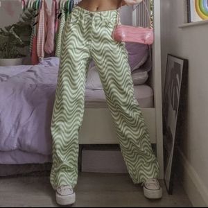 NWT Y2K Vintage Ripple High Waisted Streetwear Pants S: Small-Medium